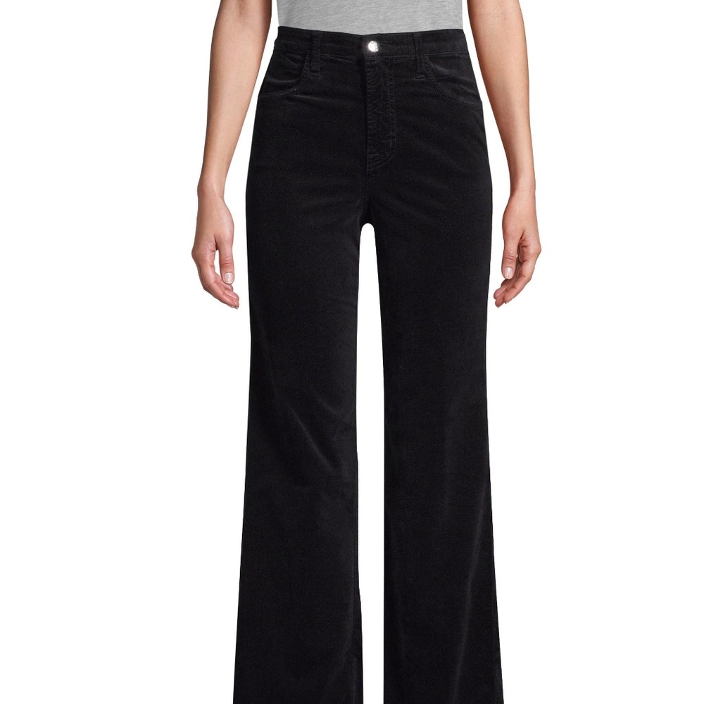 J Brand Black Corduroy High Rise, Wide Leg Pants